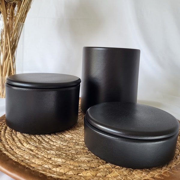 Ceramic jar | Stacking box | Storage | 3 sizes | Lid | stackable | black | Kitchen | Handmade in Germany | Gift | Kitchen