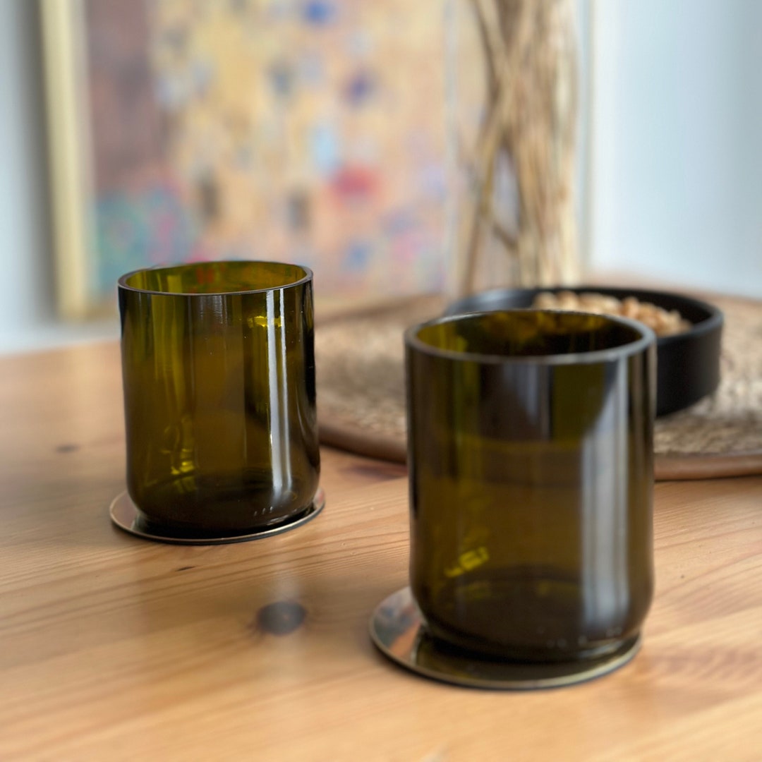 Drinking Glass Made From Wine Bottle Handmade Recycled Upcycled Glass