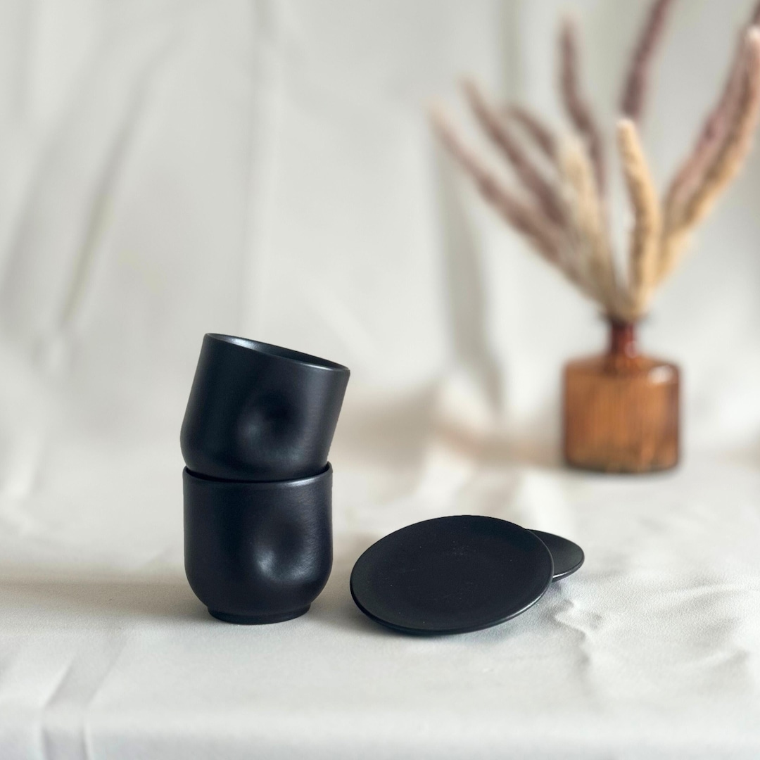 Handleless Design Cups Ceramic Mug | Cup Without Handle | Matt Black | 200 Ml | Handmade ...