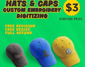 Custom Hat Logo Stickerei Digitalisierungsservice, 3D Puff, für Stickmaschinendateien