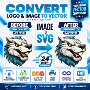 Service de vectorisation manuelle, conversion d'images en vecteurs, vectorisation professionnelle, fichier de découpe Cricut, SVG Silhouette