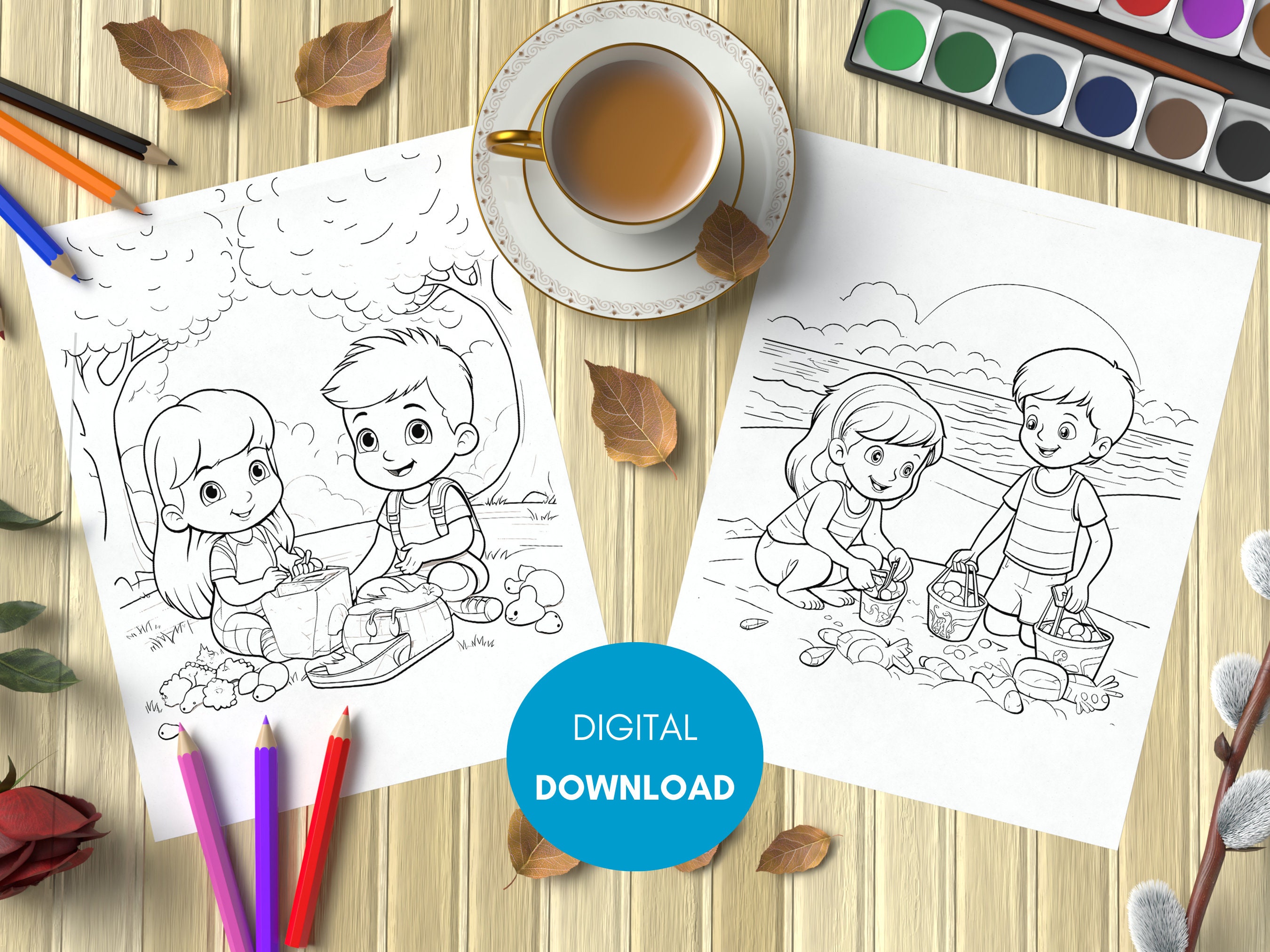 Cartoon Character Coloring Pages for Kids: Fun Activity (PDF) - Etsy