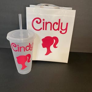 Personalized Girls Trip Gift Bag: Pink Vinyl Silhouette