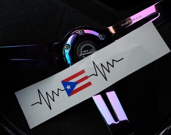 Puerto Rico Flag Heartbeat Vinyl Decal – Boricua Puertorican Sticker For Car Truck Window Laptop