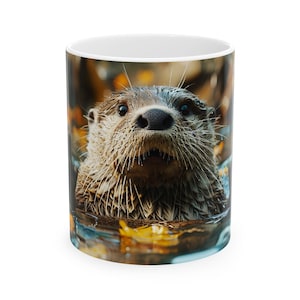 OTTERMOK, mok schattige otter met handen omhoog, keramische mok (11oz, 15oz), dierenliefhebbers, ottercadeau, mok schattige dieren, mok wilde dieren, mok otterliefhebber, mok otterliefhebber