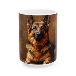 Taza de pastor alemán, perro policía, K9, amante del pastor alemán, amante de los perros, regalo de pastor alemán, perro de las fuerzas especiales, taza de cerámica (11 oz, 15 oz)