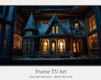 Haunted Dollhouse Frame TV Art: Eerie Victorian Home (Digital Download)