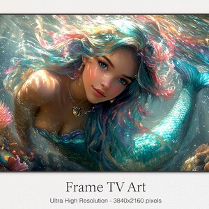 Mermaid Frame TV & Wall Art, Mermaid Frame TV, Mermaid Samsung TV Art, Mermaid Wall Art, Mermaid Art, Mermaid Digital Art, Magical, Arial