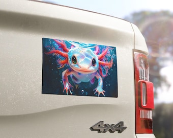 Aimant Axolotl – Décoration résistante aux intempéries pour voiture et réfrigérateur (7,5 x 4,5 po.)
