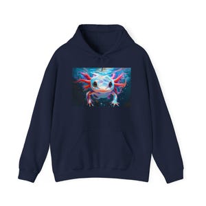 Cozy Neon Axolotl Unisex Heavy Blend™ Hooded Sweatshirt, Axolotl Hoodie Sweatshirt, Cute Axolotl Hoodie Sweatshirt, Axolotl Gift, Axolotl