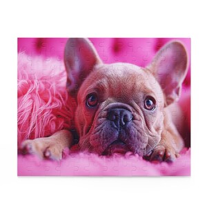 Pink Paradise Pup Puzzle (120, 252, 500-Piece), French Bulldog Puzzle, Cute French Bull Dog, French Bulldog Gift, Pink Puzzle, Puppy Puzzle
