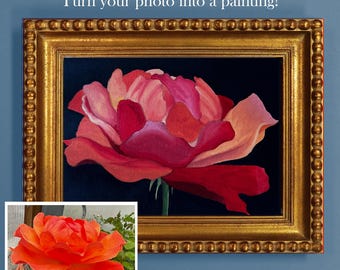 Custom Floral Oil Painting from Your Photo – Personalized Flower Portrait Gift for Mom, Wife, Daughter – Hand-Painted Botanical Art