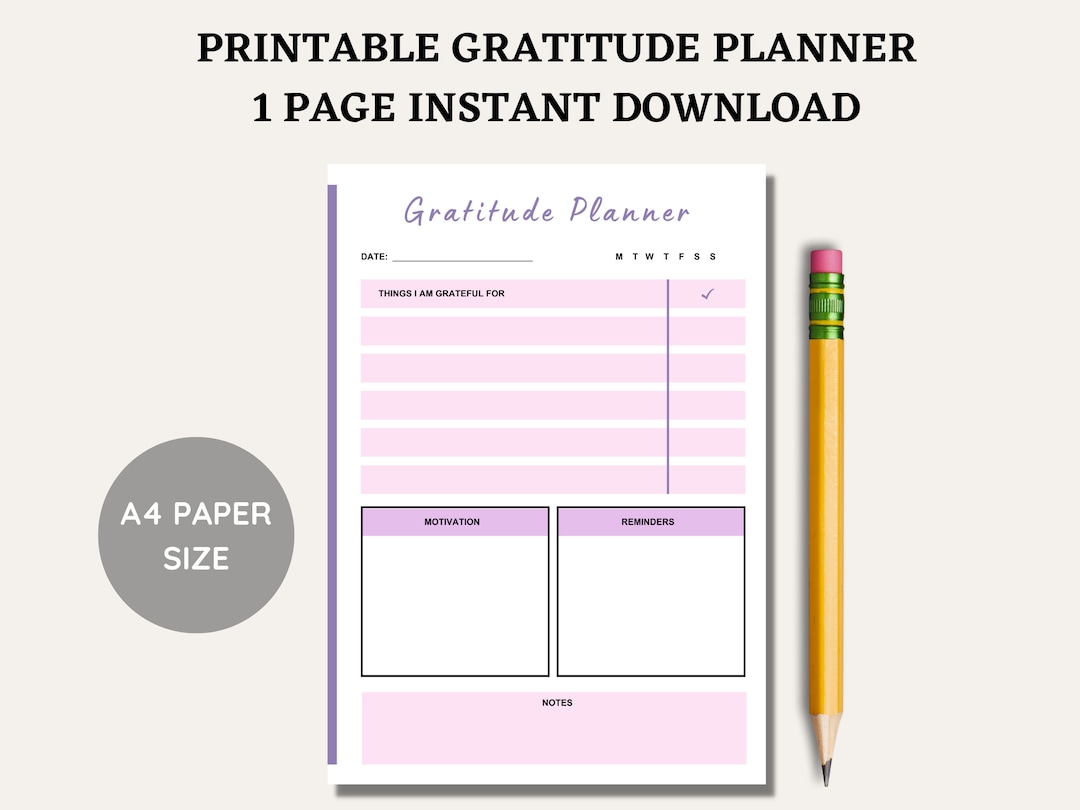 Gratitude Planner, Printable Daily Gratitude Planner, Motivation ...