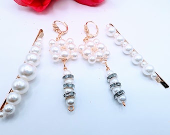 HANDMADE/HANDWIRED PEARL Beaded Earrings,Pearl Elegant Drop Earrings,Pearl Dangle Earrings,Wedding Earrings,Bridal Jewelry,Free Shipping