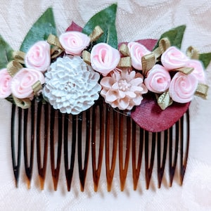 MINI PINK ROSE Haircomb Handmade,Wedding Pink Rose Haircomb,Bridal Haircomb,Bridal Accesories,Bridal Gift,Gift for Her,Bff Gift,Dress Hair
