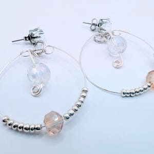 HANDMADE SILVER WIRE Bling Earrings,Sparkly Earrings,Hoop Earrings,Silver Jewelry,Girlfriend Gift,Birthday Gift,Crystal Stud,Free Shipping