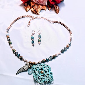 BEAUTIFUL Multi-Semi Precious GEMSTONE Necklace&Earrings,Statement Piece, Elegant Handmade Jewelry Set,Genuine One of a Kind,Gift for Her