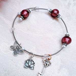 PURPLE PEARL WRAP Bracelet-Blessing Bracelet,Prayer Bracelet-Be Grateful Bracelet,Purple Jewelry,Charm Bracelet,Gift for Her,Free Shipping