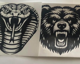 Animal silhouette car stickers/decals. ( Lion , Tiger, Snake , Bear )