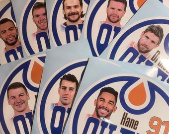 Oilers decal with photo of the players,