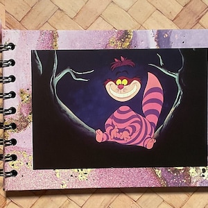 Disney  Autograph Book Journal Handmade Scrapbook Signatures 30 pages Alice in Wonderland Cheshire Cat