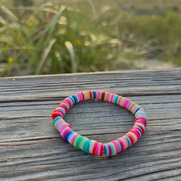 Multicolor Clay Bracelet, Beach Wear, Beachy Jewelry, Clay Bracelet, Preppy Bracelet, Girl Gifts, Accessories