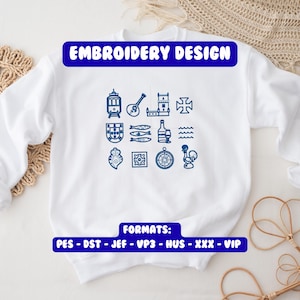 Portugal Embroidery Design, Travel design, Europe embroidery