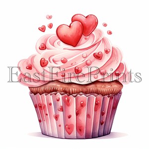 20 Valentine Dessert Printable, Watercolor Clipart, Cute Desserts, Love ...