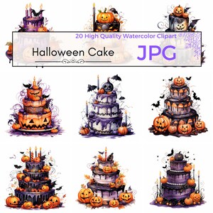 Aquarell Halloween Kuchen Clipart, Halloween Clipart Kuchen Sublimation Dessert Clipart Scrapbooking, kommerzielle Nutzung, JPG Digital download