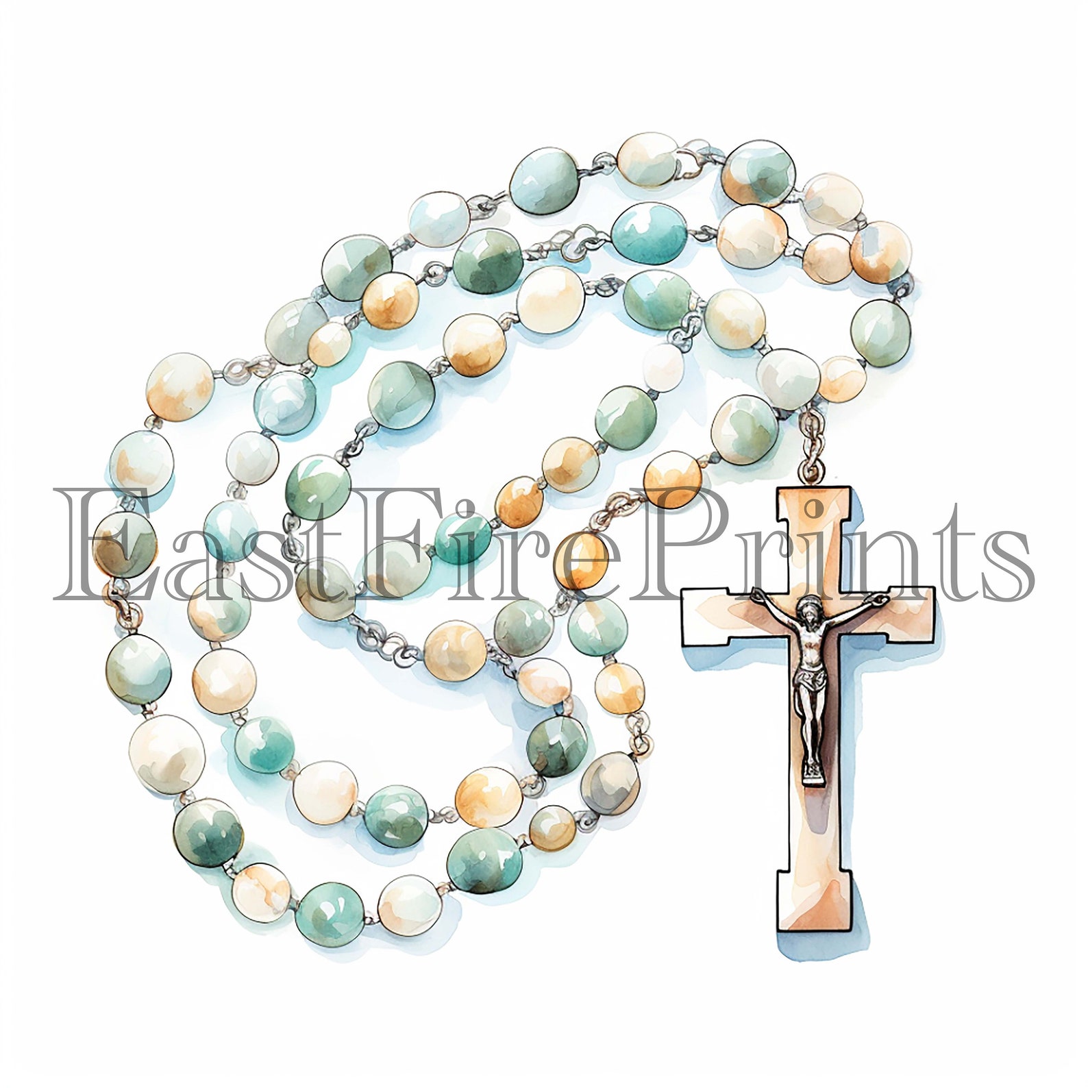 Watercolor Catholic Rosary Clipart, Religious Clip Art, Bible ...