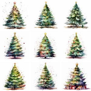 Fichier Png aquarelle Clipart arbre de Noël, images clipart de vacances, Noël, art mural imprimables d’hiver, scrapbooking, fabrication de cartes, cadeaux