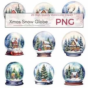 Christmas Snow Globe Clipart high quality png christmas graphics printables xmas png holiday Watercolor clipart Card making Instant download