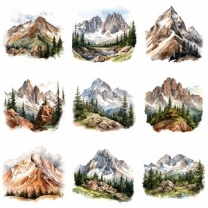Rocky Mountain Clipart, Aquarell Clipart Junk Journal Clipart, Berg png, szenische Clipart, Scrapbooking, digitaler Download kommerzielle Nutzung