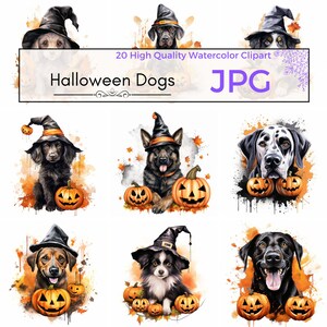 Watercolor Halloween Dog Clipart, cute clipart halloween jpg spooky graphics animal prints Scrapbooking Commercial Use, JPG Digital download