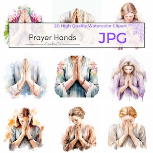 Watercolor Prayer Hands Clipart, praying clipart religious clipart catholic art graphics Scrapbooking, Commercial Use, JPG Digital download