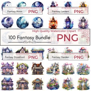 Fantasy Clipart Bundle, fantasy png, mystical clipart, fantasy art, magical clipart, Watercolor clipart, card making, instant download
