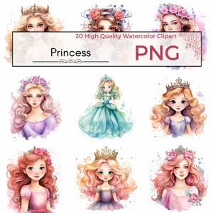 Princess Clipart, High Quality PNG cute clipart magical princess graphics princess png Watercolor clipart, Card making, Instant download
