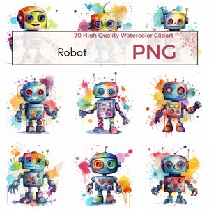 Cute Robot Clipart, High Quality PNG, Kids Clipart, Nursery Clipart, Robot PNG, Sublimation, Paper Crafts, Instant Download, Commercial Use