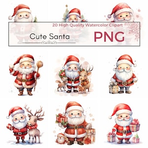Cute Santa Claus Clipart, High Quality PNG, Santa, Reindeer, Christmas Illustrations, Christmas Clipart, Instant Download for Commercial Use