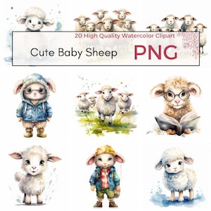 Mignon bébé mouton Clipart, haute qualité, clipart pépinière, mouton PNG, clipart animal de ferme, sublimation pépinière, téléchargement instantané utilisation commerciale