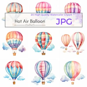 Watercolor Hot Air Balloon Clipart, cute clipart nursery clipart balloon graphics Prints, Scrapbooking, Commercial Use, JPG Digital download