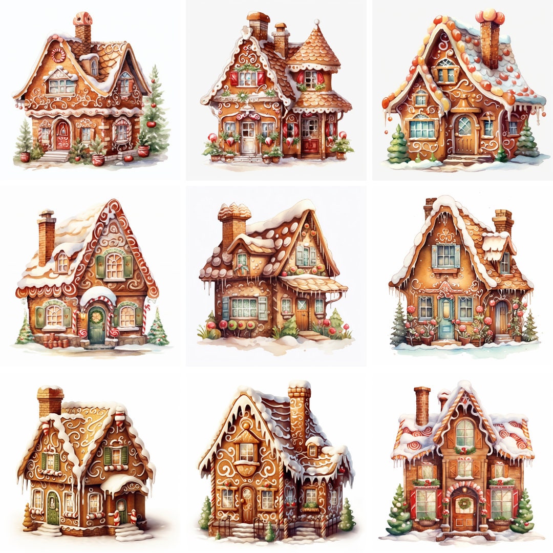 Watercolor Gingerbread House Clipart PNG Files High Quality Christmas watercolor-gingerbread-house-clipart-png-files-high-quality-christmas
