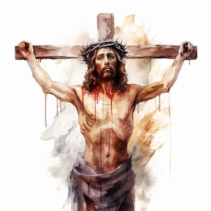 Watercolor Jesus on Cross Clipart, Religious Clipart Catholic ...