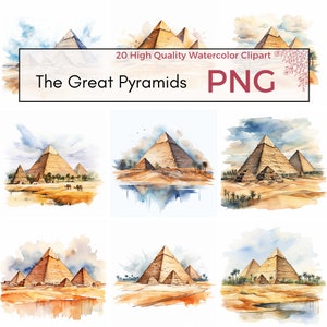 The Great Pyramids Clipart, High Quality PNG, Ancient Egypt Clipart, Egyptian PNG, Pyramids Sublimation, Instant Download, Commercial Use