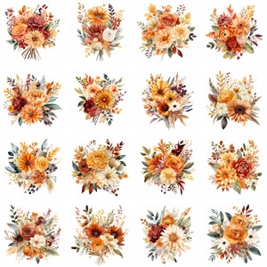 Watercolor Autumn Floral Clipart, high quality png, autumn bouquets, fall clip art, boho flowers, Prints, Sublimation, instant download