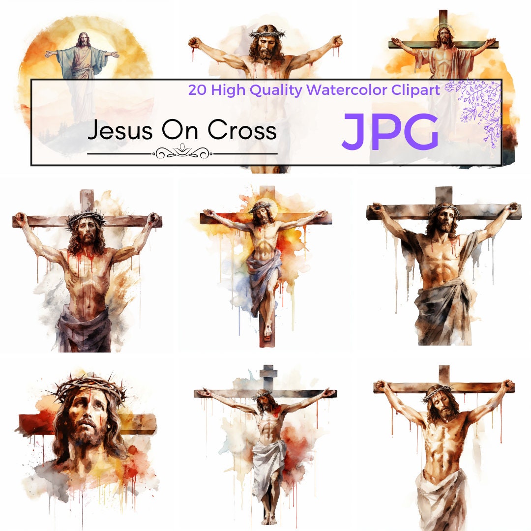 Watercolor Jesus on Cross Clipart, Religious Clipart Catholic ...