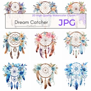 Akwarela Dream Catcher Clipart, boho clipart słodkie grafiki dream catcher printables Scrapbooking, Komercyjne wykorzystanie, JPG Pobieranie cyfrowe