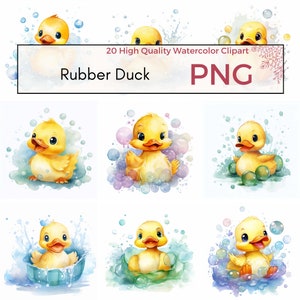 Rubber Duck Clipart, High Quality PNG, Cute Nursery Clipart, Rubber Duck Sublimation, Nursery Wall Art, Instant Download, Commercial Use