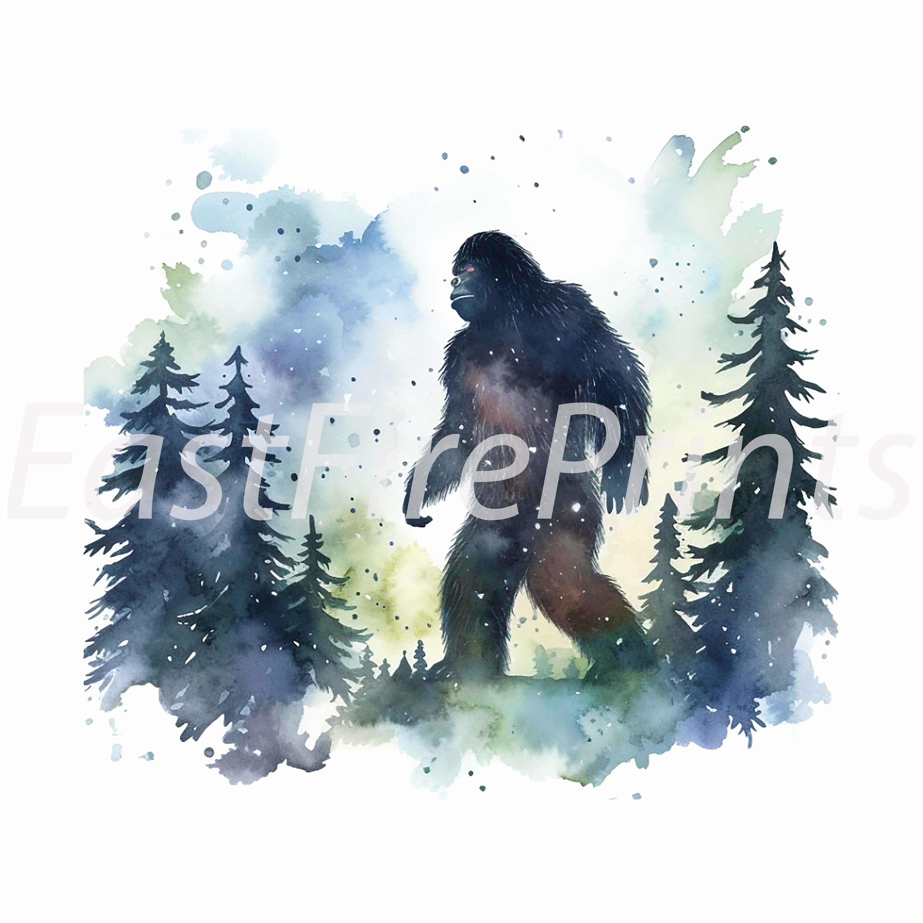 Set of 20 Watercolor Bigfoot Clipart Sasquatch Illustrations - Etsy