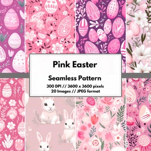 Pink Easter Digital Paper, High Quality JPG, Pink Digital Paper, Easter Seamless Pattern, Floral Paper, Digital Download, Commercial Use
